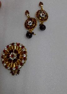 Red &amp; Gold Floral Earrings