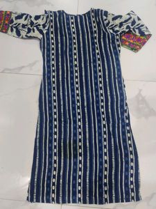 Kurti of Indigo Colour With Elegant Embroidery