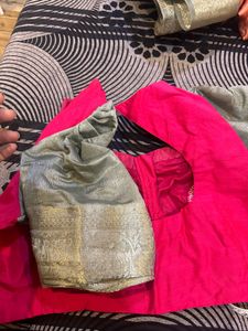 Olive Pink Saree With Blouse
