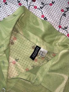 Green Mesh Patterned Top