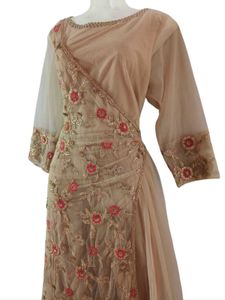 ✨ Elegant Beige Embroidered Dress – Limited Stock!
