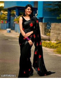 New Black Georgette Saree