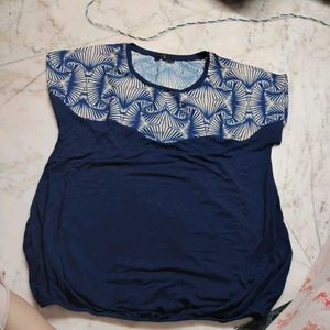 Madame Blue Patterned Top - XL
