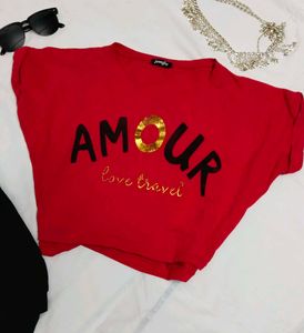 Red Graphic Crop Top 🍒