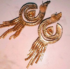 Golden Rhinestone Statement Earrings