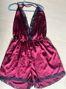 Satin Lace Lingerie Backless With Adjustable Strap