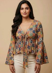 Boho Chic Printed bell sleeve Top