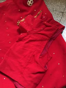 Red Sequence Embroidered Saree
