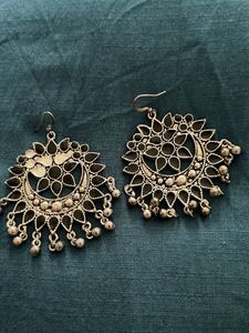 Statement Silver &amp; Black Drop Earrings