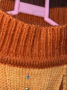 Embellished Turtleneck Orange Sweater