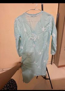 Paramount Chikan Sky Blue Handmade Chikankari Kurt
