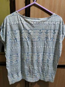 🔥Sale 🔥 Cute Blue Patterned Top