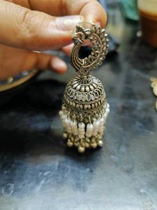 Pear Oxidised Peacock Style Earings
