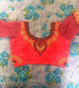 Embroidered Peach Blouse