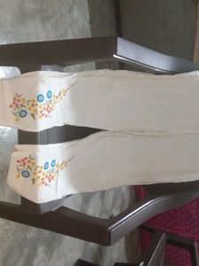 Embroidered White Pant