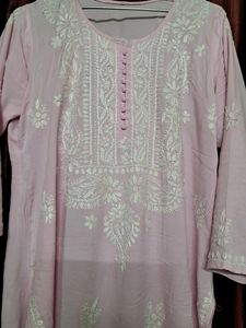 Rose Pink Chikankari Kurti