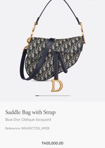 Dior Blue Saddle Bag Coded