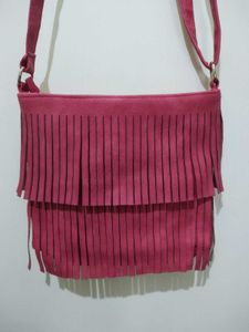 Hot pink Fringe Sling Bag