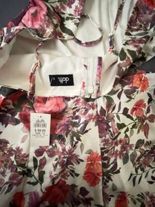 Printed Satin Poplin Side Cut-Out Dress