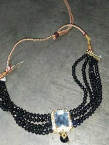 Gray Beaded Necklace and Earrings Set