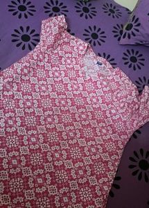 Pink Cotton Short Kurti