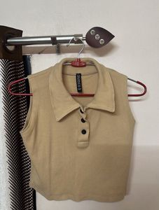 Tan Sleeveless Crop Top