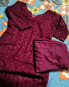Maroon Sequin Suit With Trouser