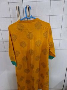Yellow Printed Kurta