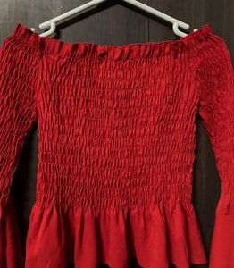 Red Off-Shoulder Blouse