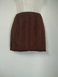 Brown Cableknit Mini Skirt