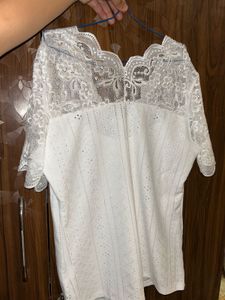 Lace Detail White Top