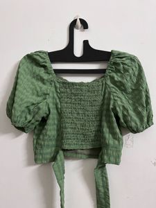 Green Puff Sleeve Top