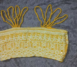 Yellow Embroidered Crop Top