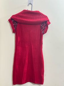 Red Knit Mini Sweater Dress