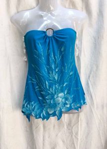 3881.Y2k  Blue Floral Tube Top