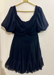 Set Of Floral Ruffle And Black Mini Dress