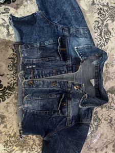 Blue Cropped Denim Jacket