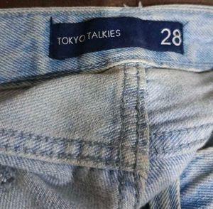 Light Wash Wide Leg Cargo Jeans