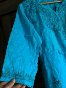 Blue chikankari short kurta