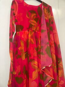 Floral Anarkali Long Gown With Dupatta