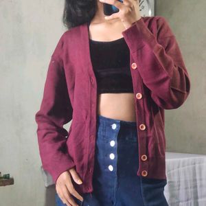 Burgundy Cardigan Sweater