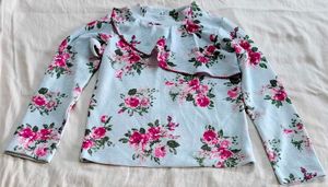 Floral Ruffle Collar Top