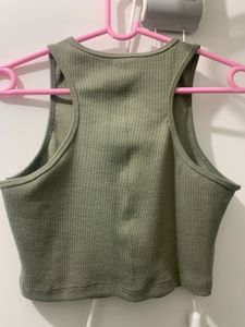 Olive Green Crop Tank Top