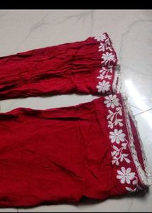 Red Embroidered Kurta Set