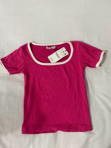 Zara Hot Pink Ringer Tee - New with Tags!