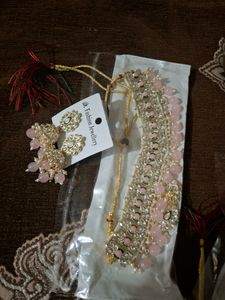 Pink Beaded Indian Jewelry Set