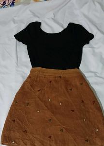Brown Corduroy Skirt