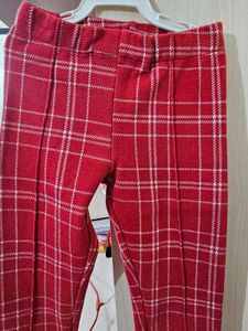 Girls Red Plaid Pants 4-5 years