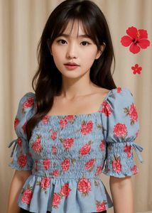 Floral Print Smocked Top