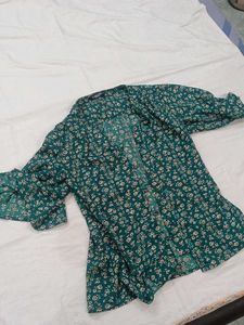 Floral Print Green Blouse